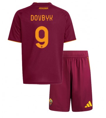 AS Roma Artem Dovbyk #9 Hemmaställ Barn 2025-26 Kortärmad (+ Korta byxor)